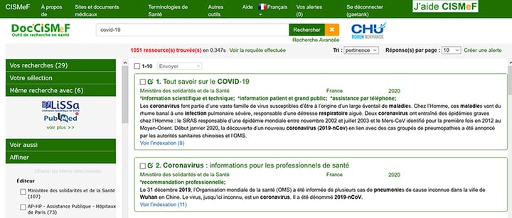 KINEDOC, CISMeF et COVID-19 : la nécessité de référencer les brochures pédagogiques pour le patient