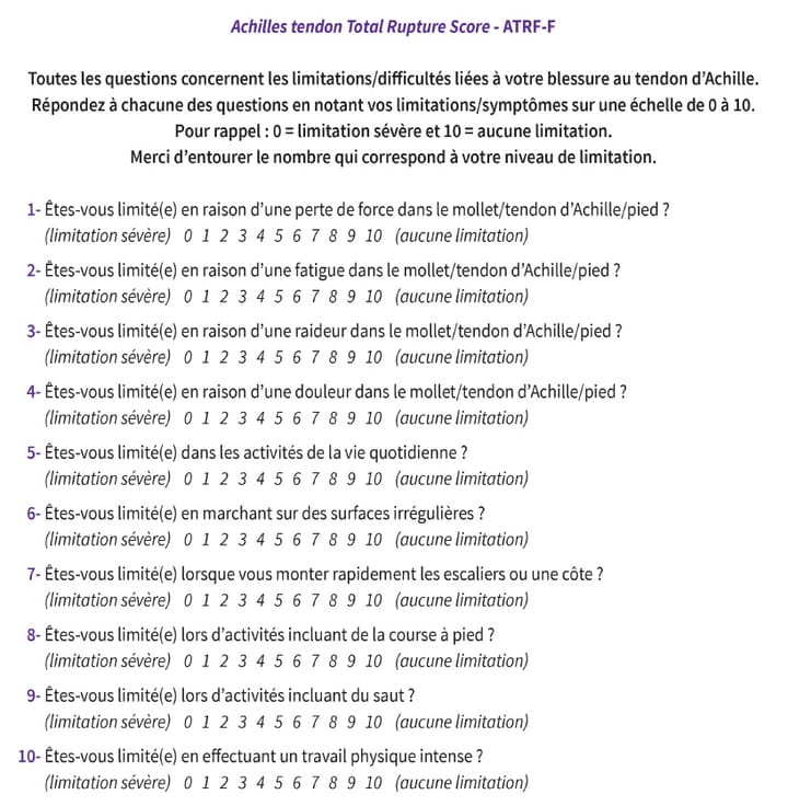 Identification des critères de retour au sport après rupture du tendon d'Achille
