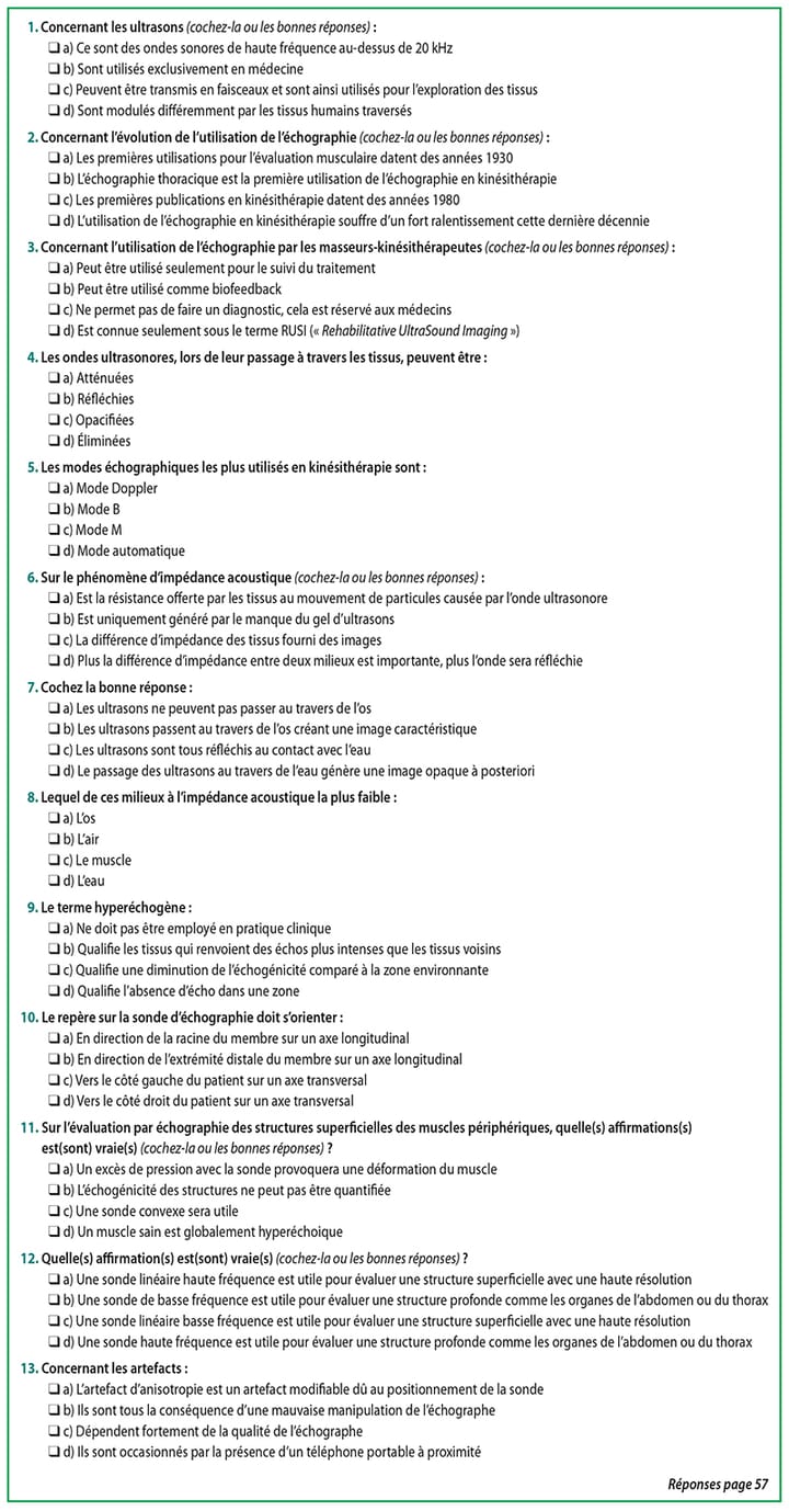 Maîtrisez-vous les principes nécessaires à l'utilisation de l'échographie en rééducation
