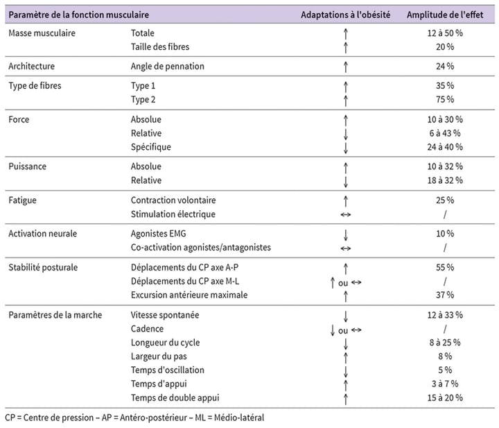 Fonction musculaire, posture et locomotion chez les personnes en situation d'obésité : effet conjugué de la perte de poids induite par la chirurgie bariatrique et de l'activité physique